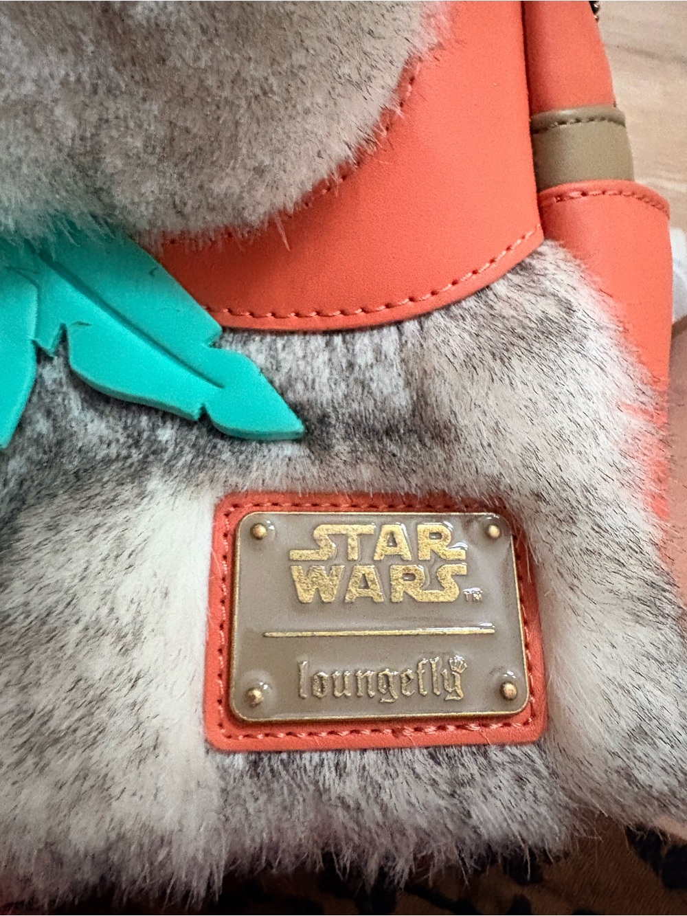 Loungefly Ewok Plush Mini Backpack in Orange, Cream and Teal - Picture 3 of 7